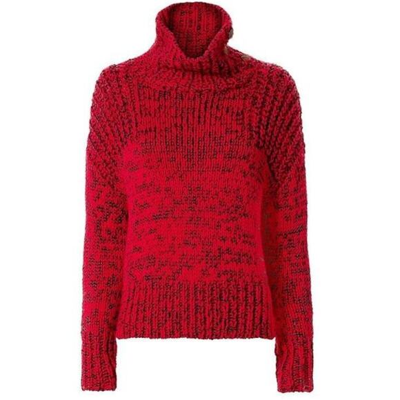 RAG & BONE Sandra T-Neck Turtleneck Sweater Chunky Red Black Marl {16} - Picture 2 of 7